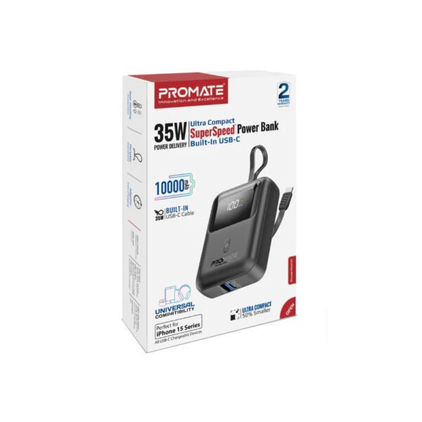 Promate PowerPod-10 10000mAh Ultra-Compact Portable Power Bank